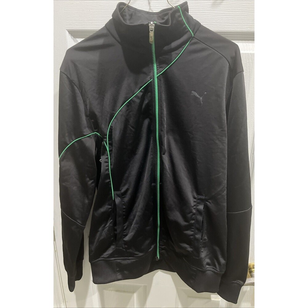 Puma Track Jacket Black Green Mens M SportLifestyle